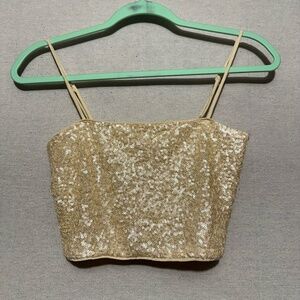 NWT Susana Monaco Sequin Spaghetti Strap Crop Top - size XS